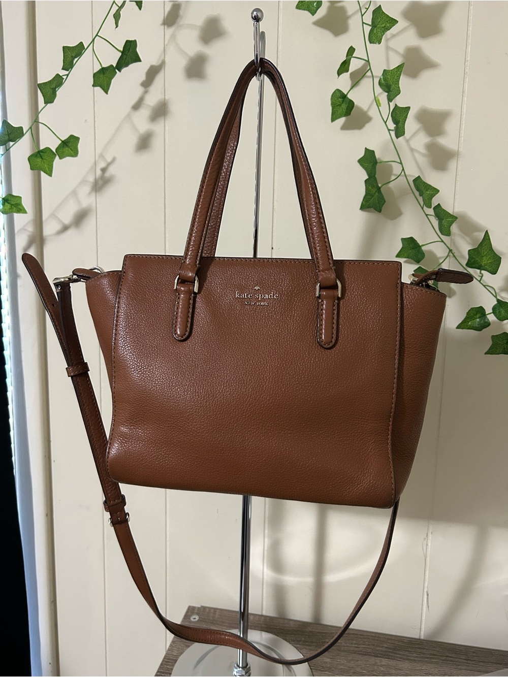 kate spade Brown Pebbled Leather Shoulder Tote